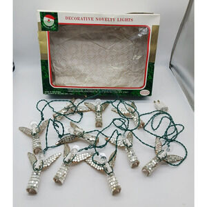 VTG Santa's World Novelty Angel Hanging Christmas Lights Mirrored Disco Acrylic